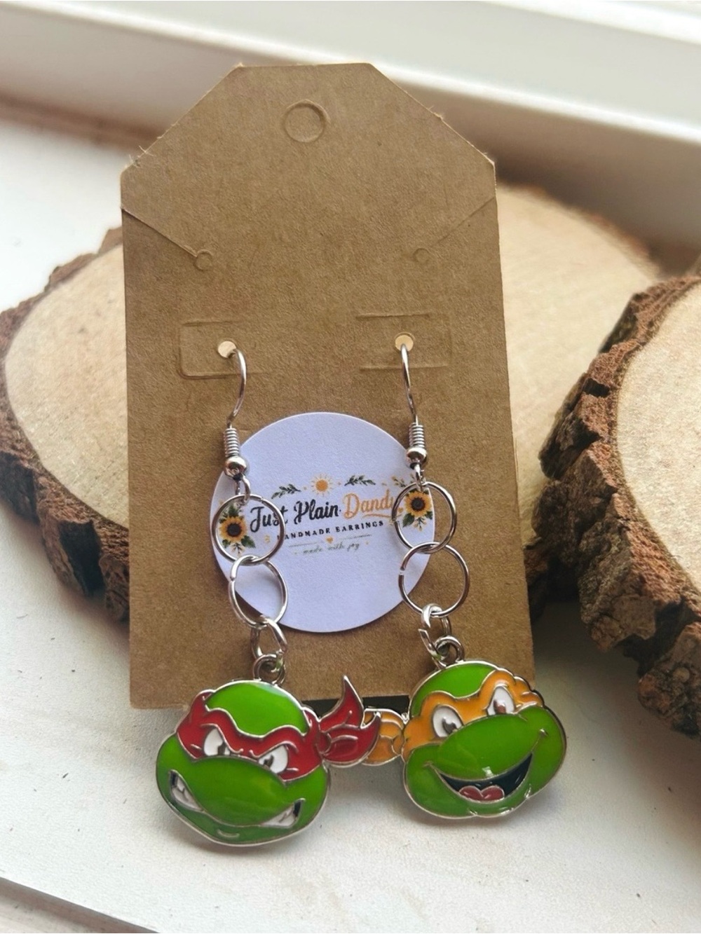 Teenage Mutant Ninja Turtle Dangle Earrings | Raphael & Michelangelo | TMNT - Picture 2 of 3